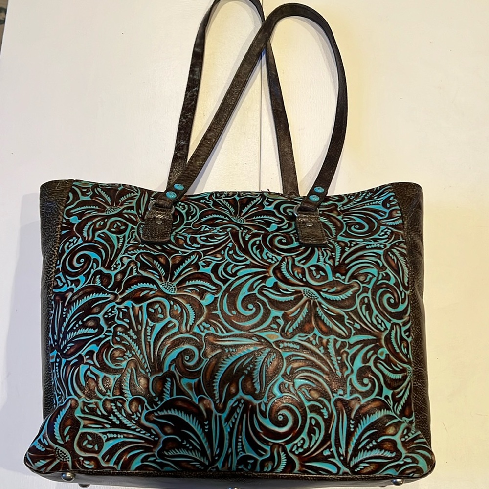 Patricia Nash Tote Purse - Brown & Teal